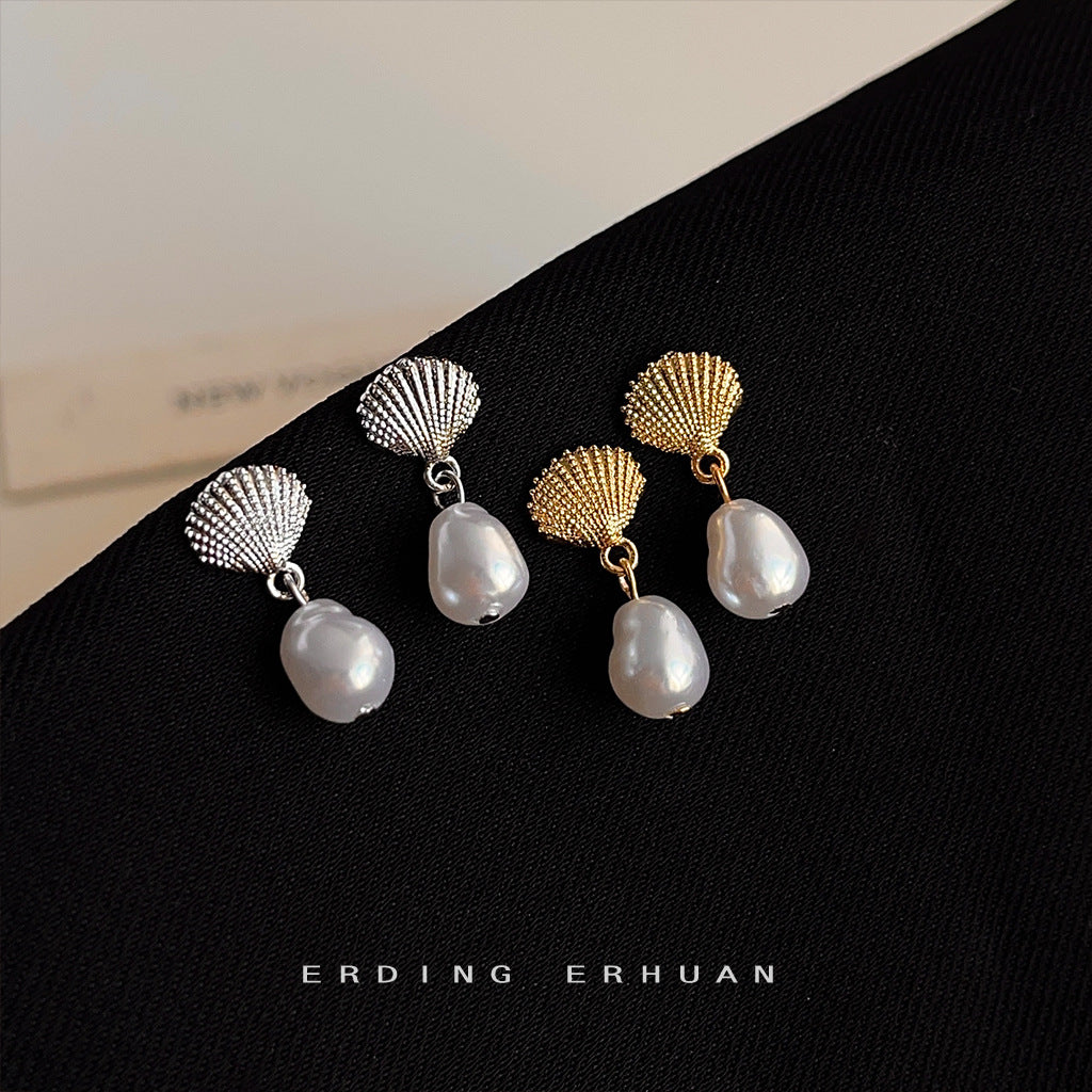 Commuter Light Luxury High-grade Shell Pearl Mini Ear French Earrings