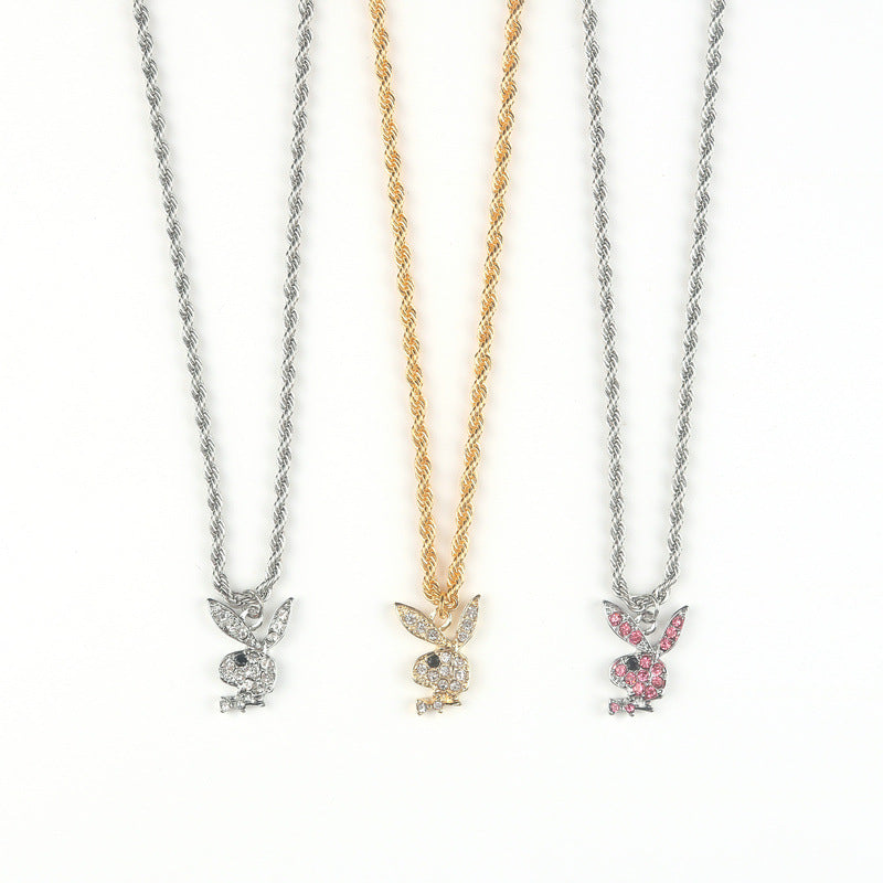 Women's Super Light Luxury Diamond Rabbit Graceful Sweater Chain Necklaces