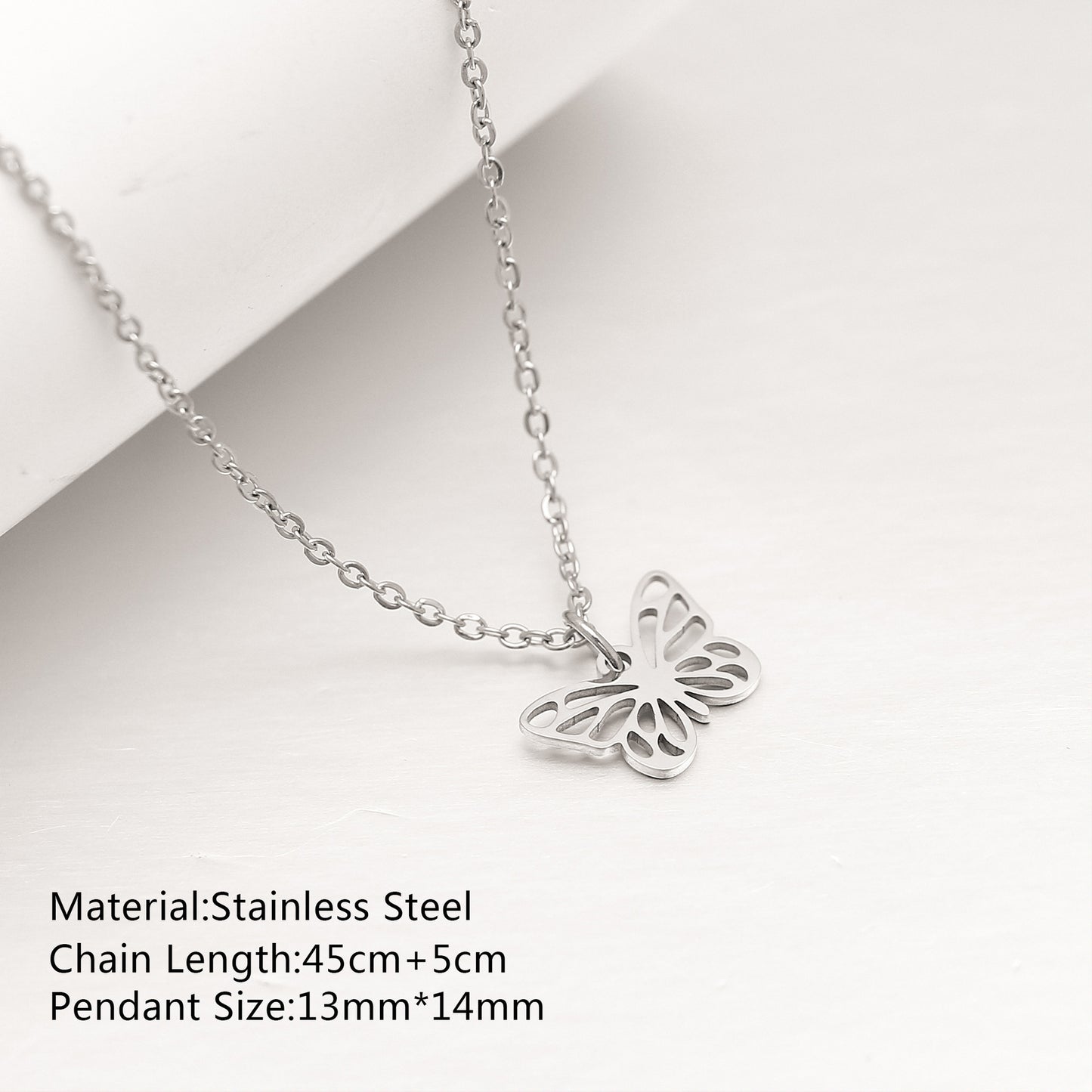 Women's Steel Simple Butterfly Clover Lucky Lotus Mushroom Clavicle Chain Color Necklace