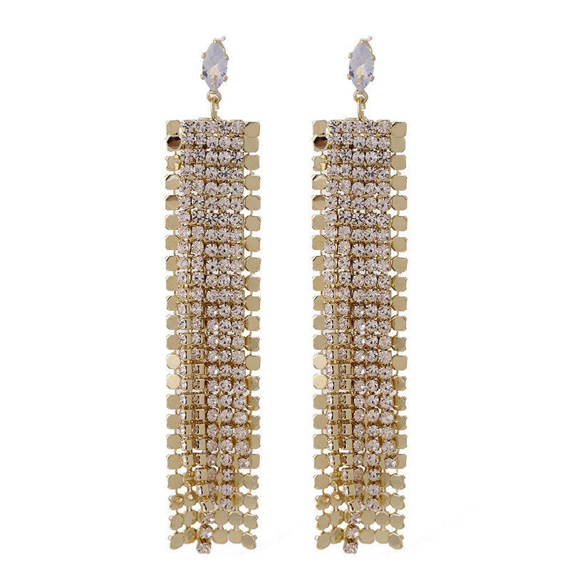 Women's Sier Needle Light Luxury Tassel Banquet Earrings