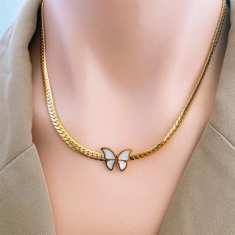 Blade Chain Shell Butterfly Clavicle Waterproof Necklaces