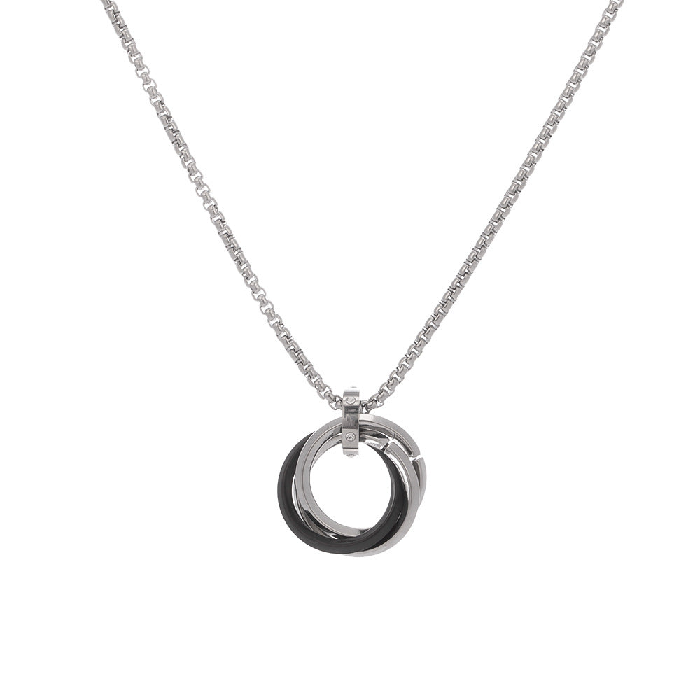 Men's Three-ring Buckle Cold Style Titanium Steel Necklaces