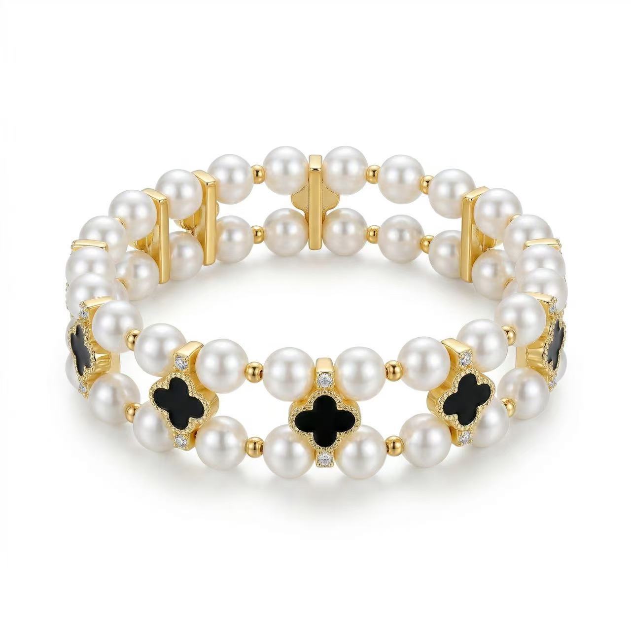 Personalized Design Affordable Luxury Fashion Elastic String Four-leaf Bracelet