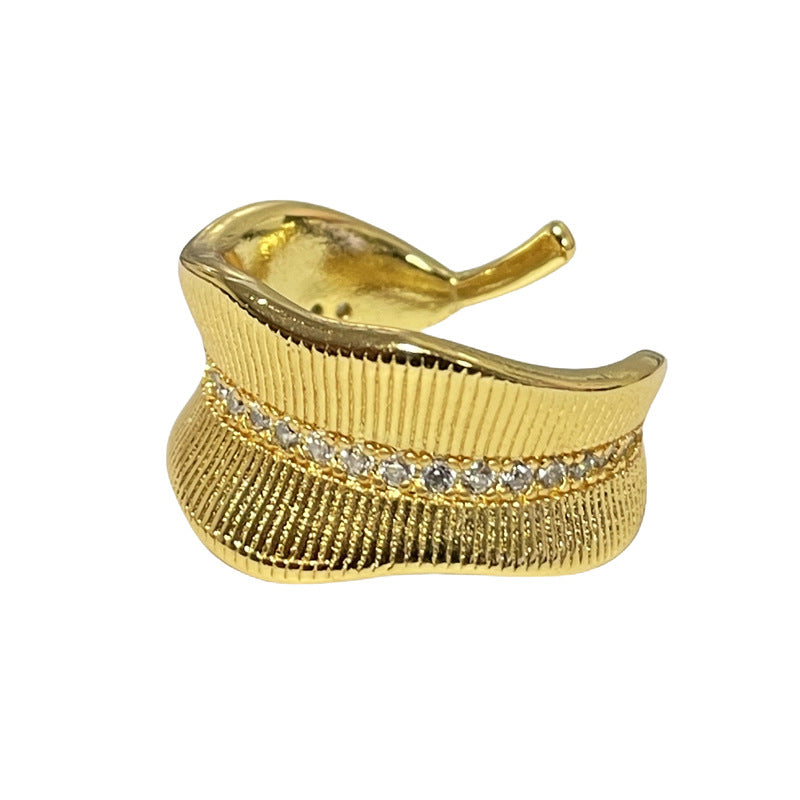 Italian Craft Brushed Irregular Leaf Open Rings