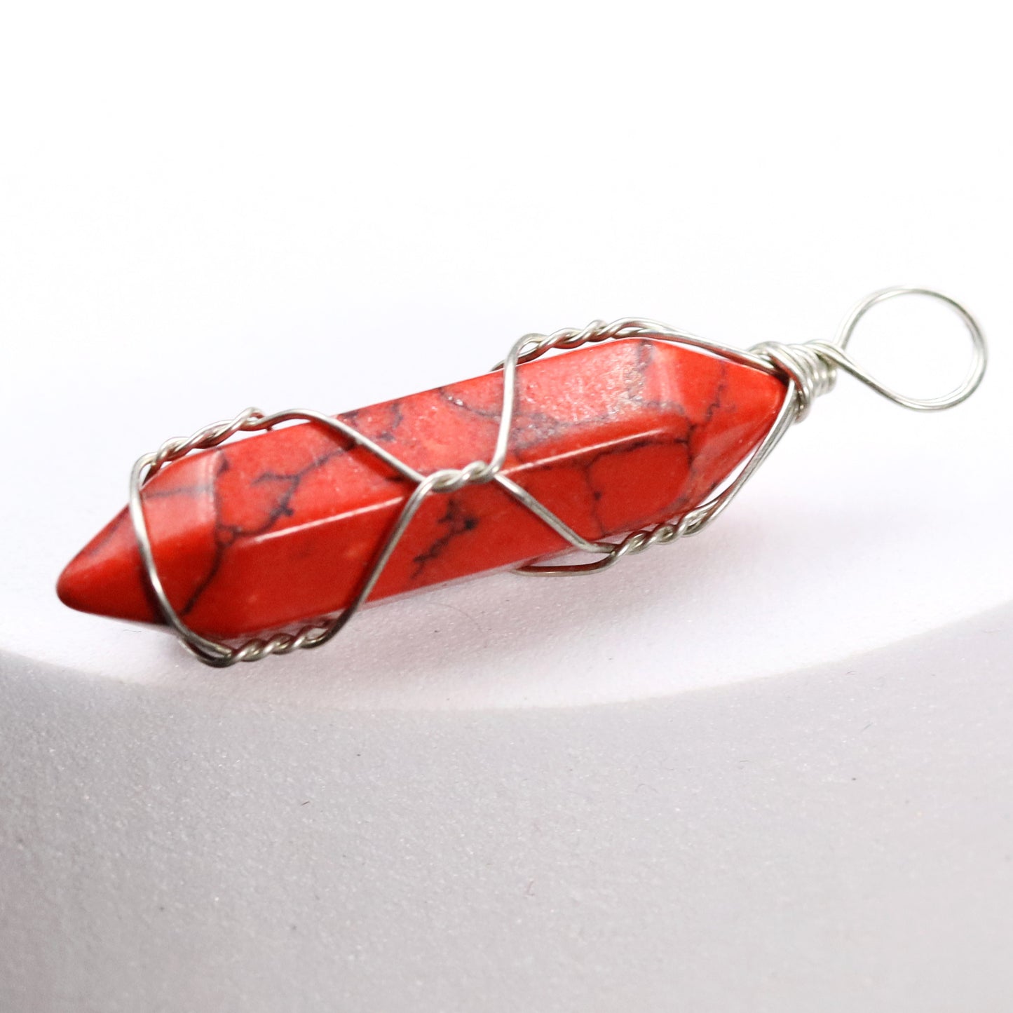 Pink Crystal Winding Hexagon Prism Handmade Pendants