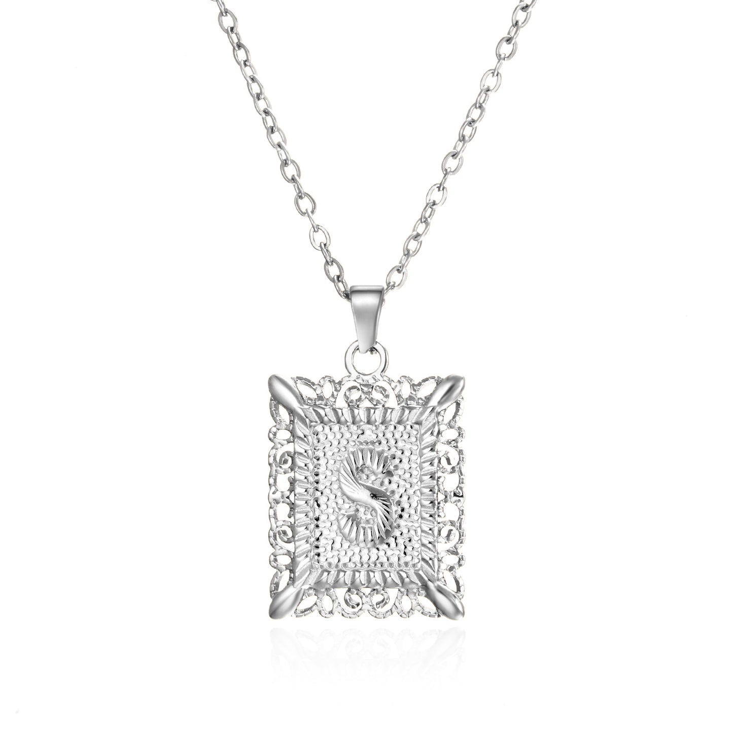 Stainless Steel Letter Hollow Square Titanium Necklaces