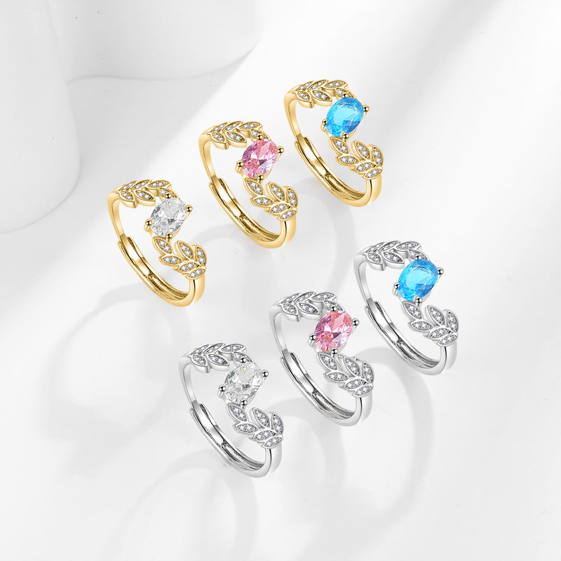 Women's Fashion Leaf Engagement Zircon Personalized Diamond Rings