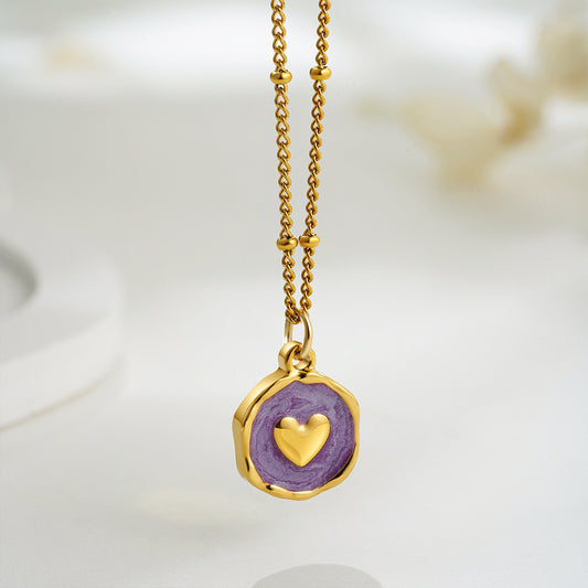 Gold Colorful Oil Simple Tag Cross Love Necklaces