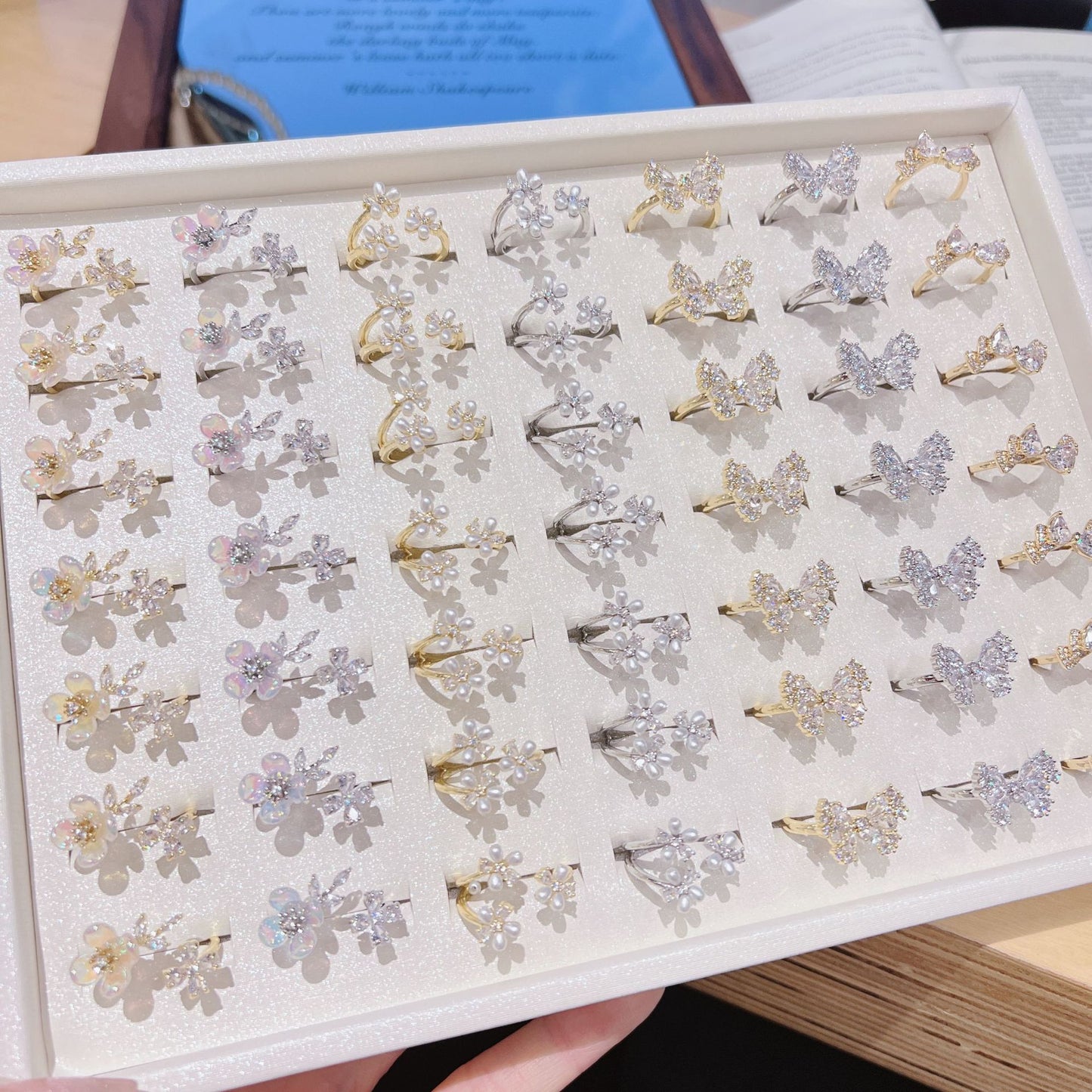 Zircon Flower Niche Style Fashion Design Ice Ring