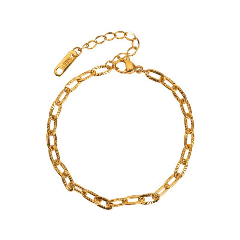 Women's Lux Embossed Titanium Steel Gold-plated Design Simple Mori Bracelets