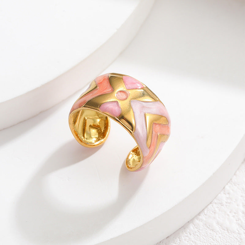 Geometric Irregular Lines Drip Open Fashion Titanium Rings