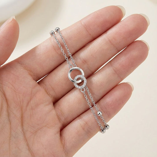 Wind Double Spacer Beads Layer Female Personality Fashion Shining Diamond Bracelet