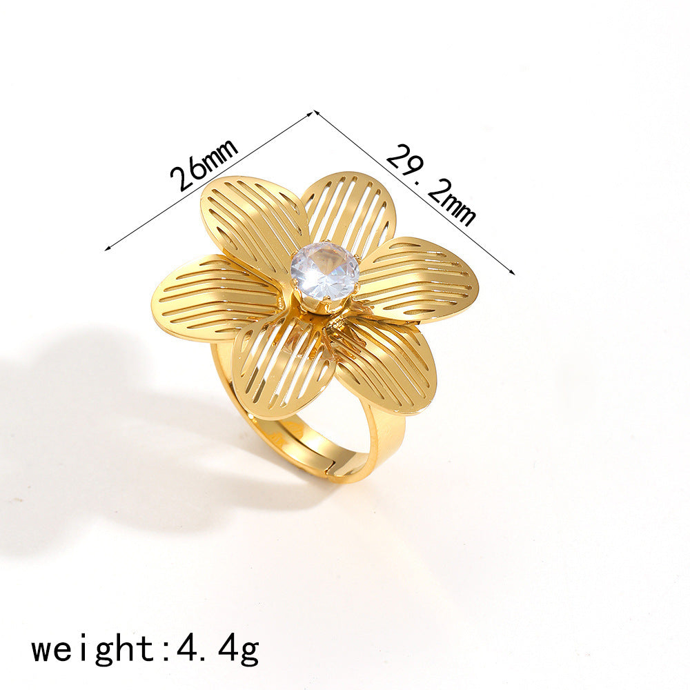Steel Female Niche High-grade Light Luxury Inlaid Pearl Rings