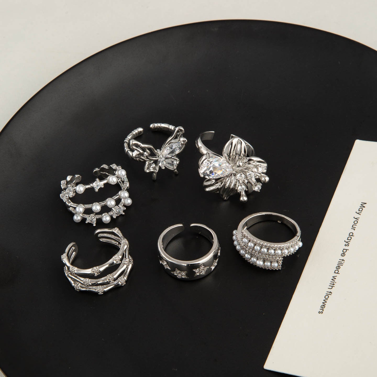 Zircon Starry Female Unique Refined Stylish Versatile Niche Opening Ring