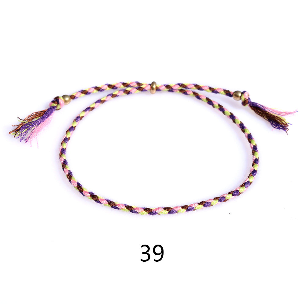 Women's & Men's Colorful Cotton String Friendship Copper Bead Bracelets