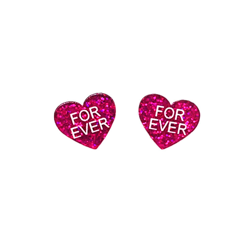 Candy Love Heart Text Cute Girlfriend Earrings