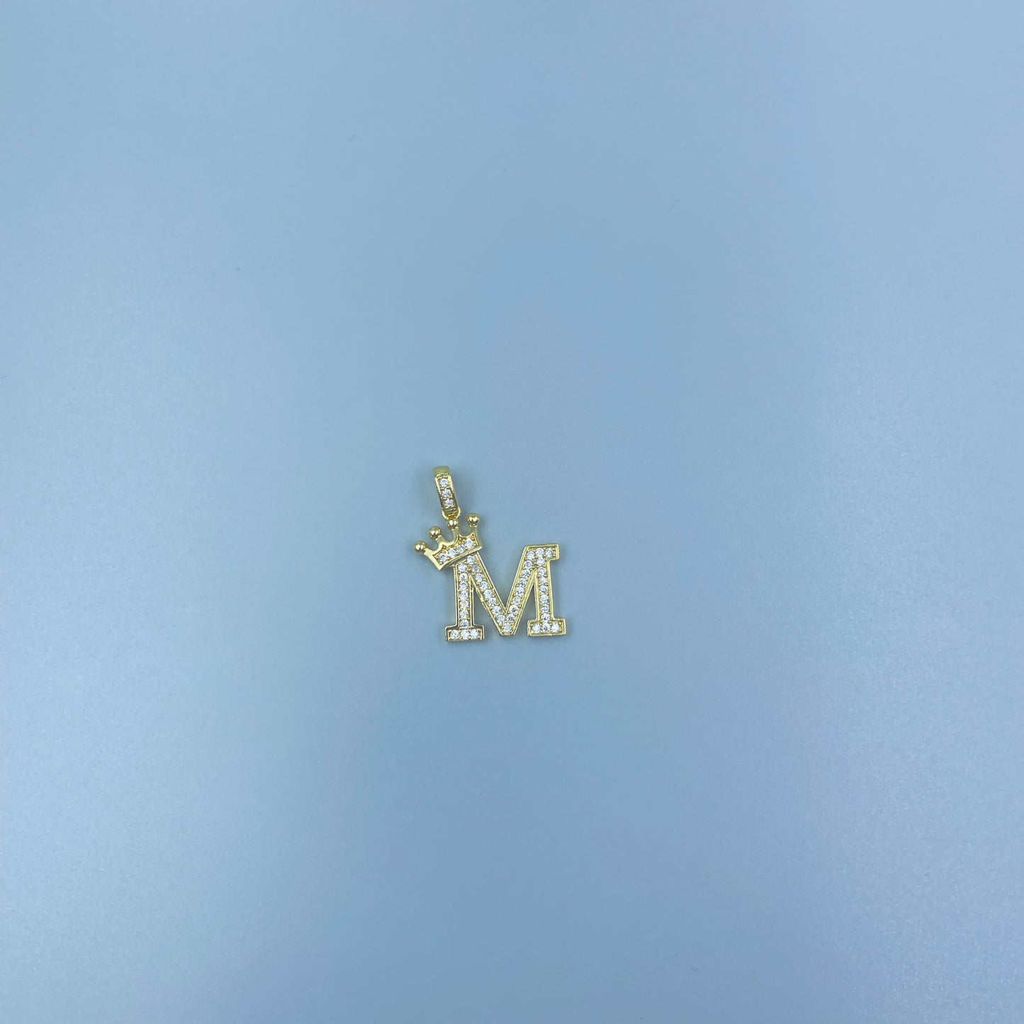 Full Diamond Crown Letters Copper Plated Real Gold Inlaid Zircon Pendant