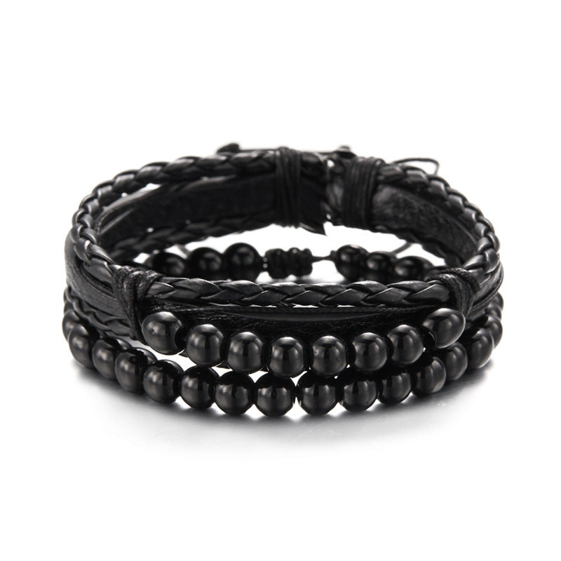 Men's Wild Frosted Stone Twist Weave Combination Carrying Bracelets