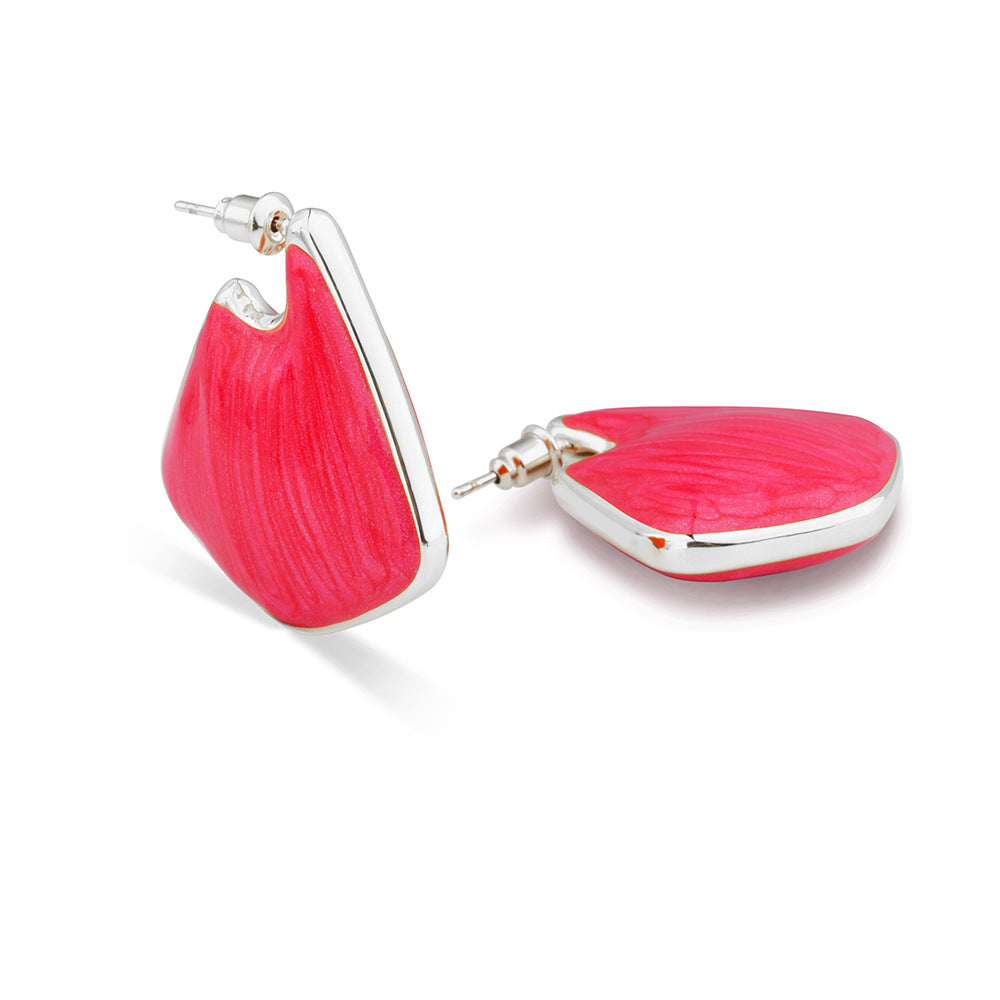 Hollow Enamel Irregular High-key Dignified High-grade Earrings