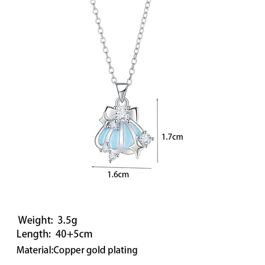 Inlaid Gold Plating Copper Flower Style Necklaces