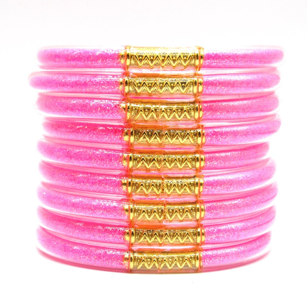 Women's Powder Combination Of Three Shiny Candy Color Bracelet
