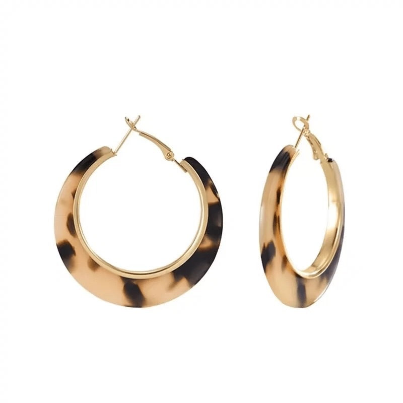 Women's Xu Honor Hawksbill Leopard Print Hoop Earrings