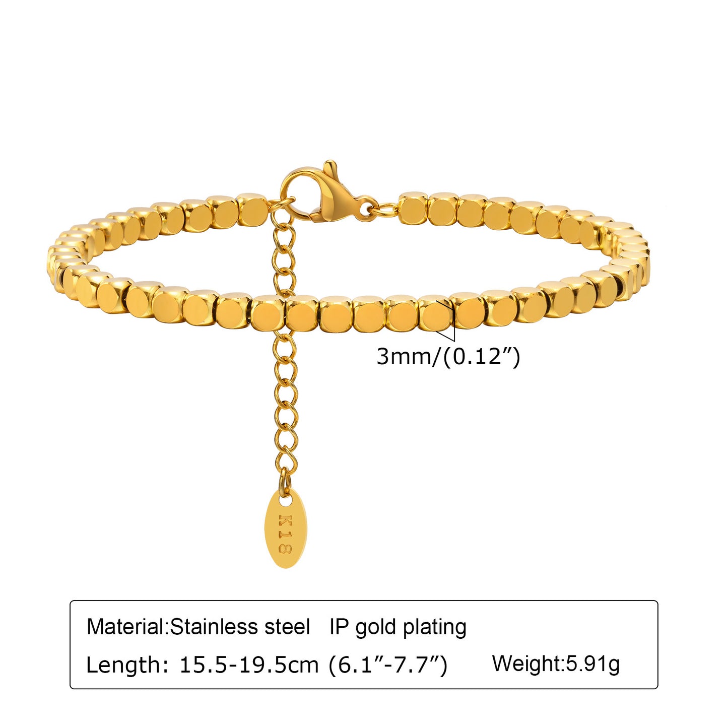 Simple Stainless Steel Golden Twin Fashion Bracelets