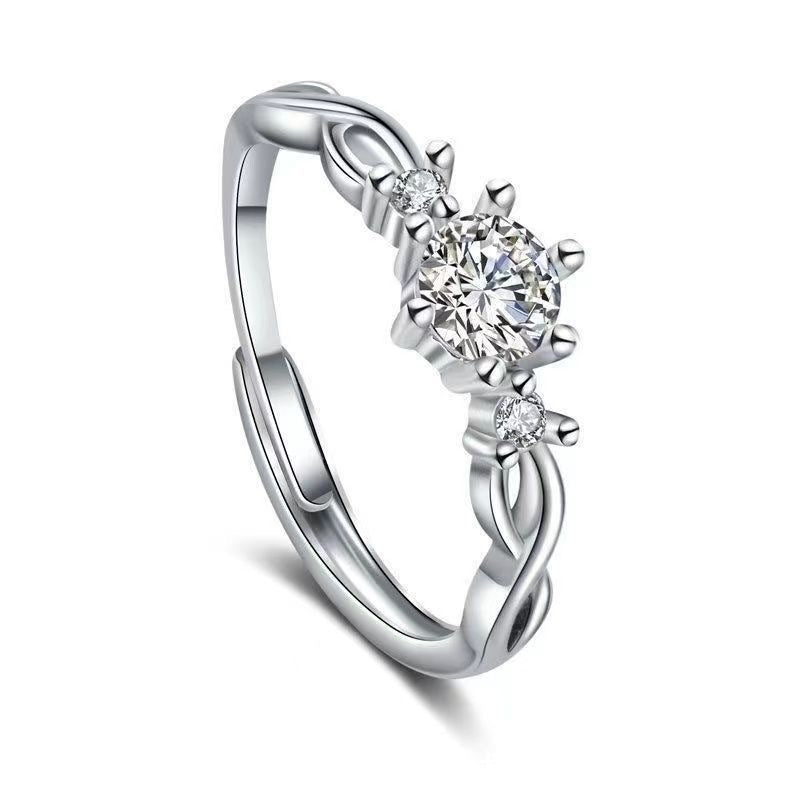 Classic Couple Wedding Diamond Adjustable Mouth Ring
