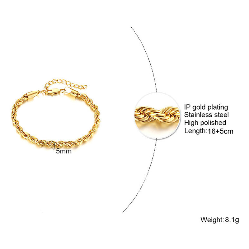 Stainless Steel Gold Thick Female Stylish Bracelets