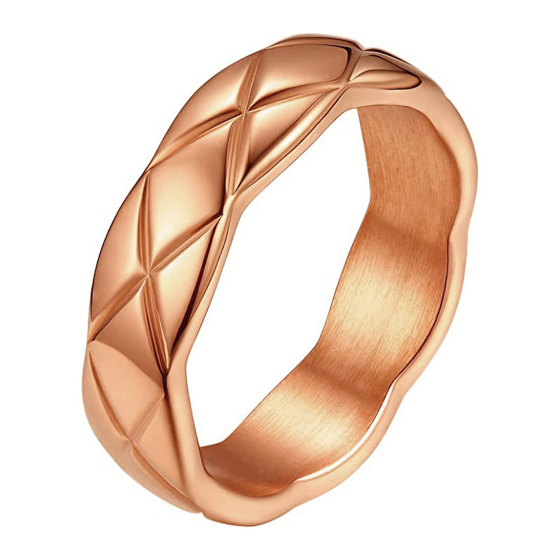 Fashion Wavy Edge Glossy Diamond Style Titanium Rings