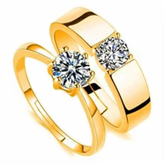 Simulation Gold-plated Diamond Pair Valentine's Day Rings