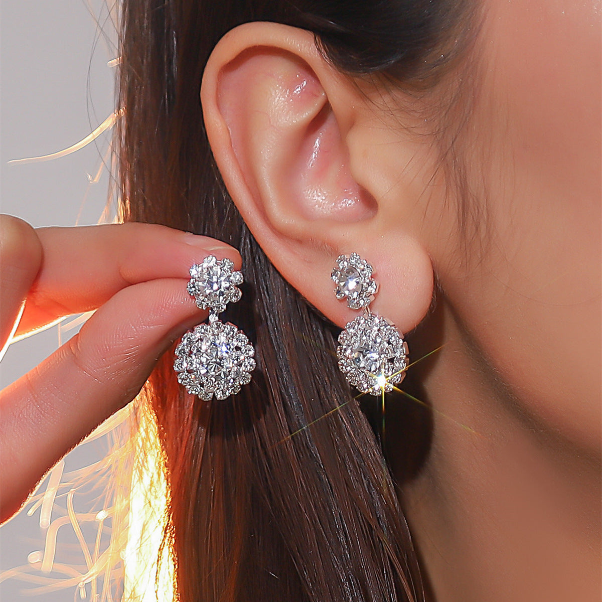 Rhinestone Snowflake Affordable Luxury Style Fashion Earrings