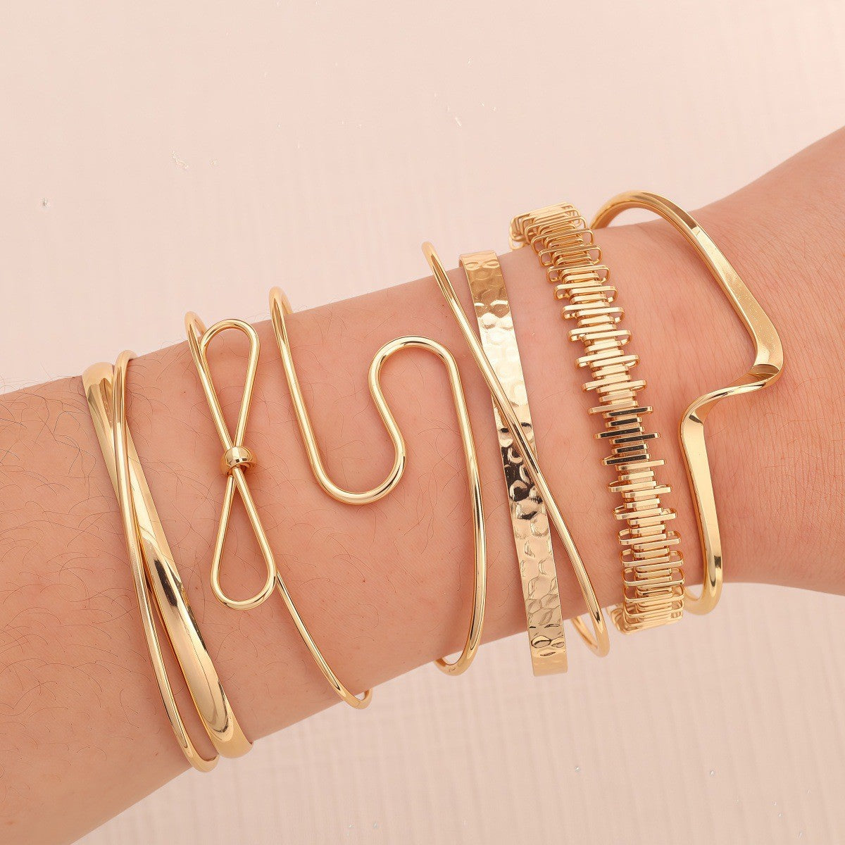Fashion Personality Embossed Twist Geometric Stacked Bracelets