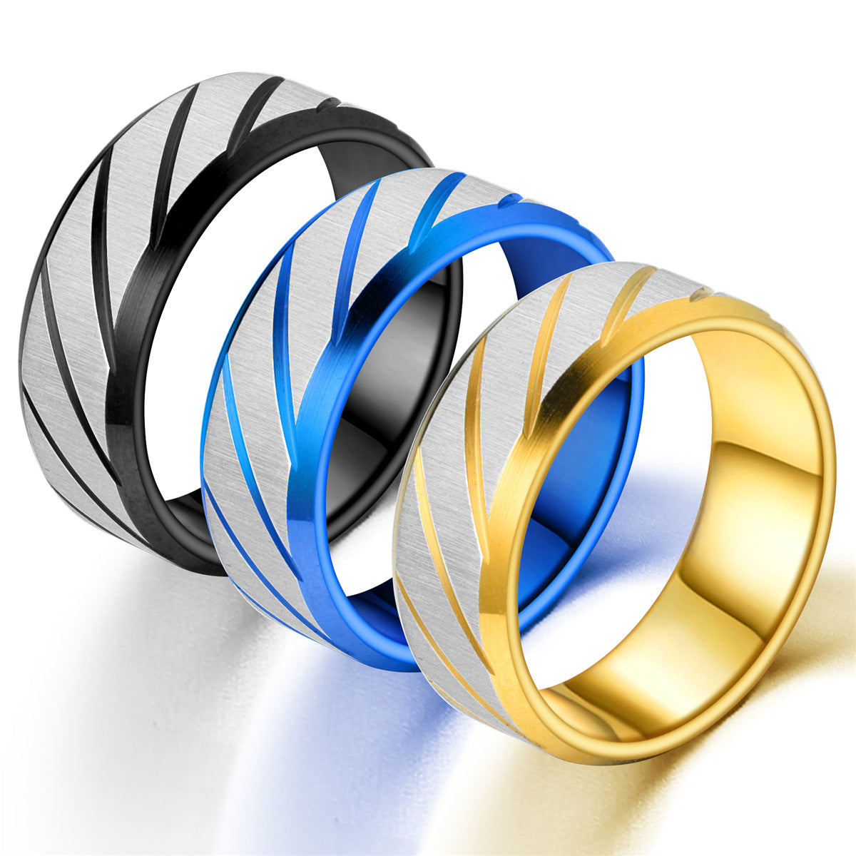 Men's Titanium Steel Pieces Of Flowers Fashion Rings