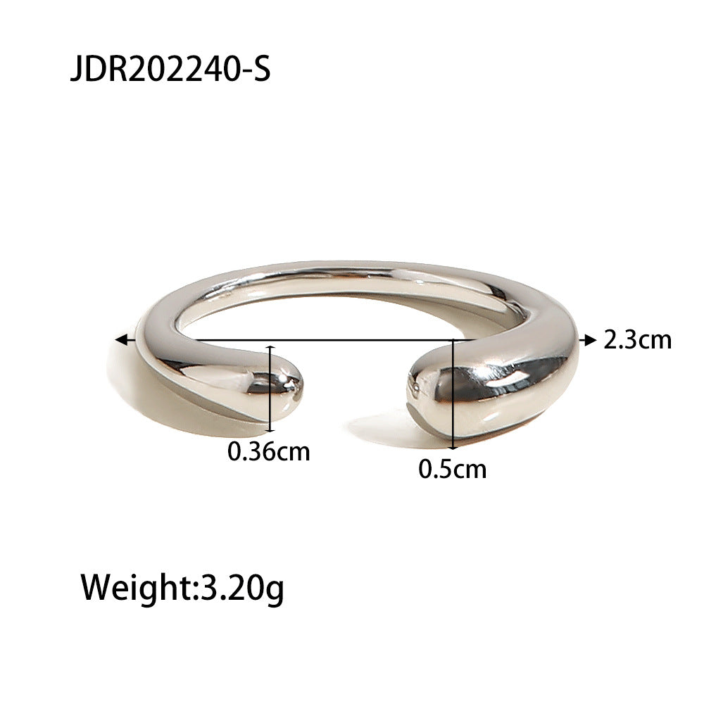 Women's Simple Gold Stainless Steel Open Wind Rings