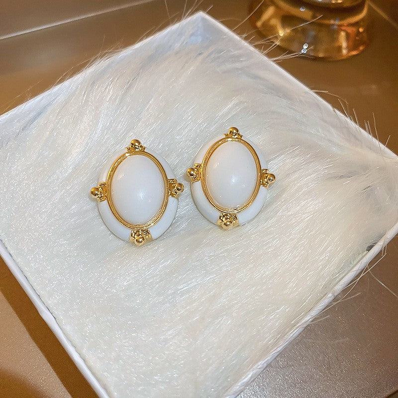 Pearl Heart-shaped Geometric Court Style Retro High-grade Earrings