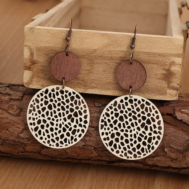 Bohemian Style Stitching Wooden Vintage Hollow Rings