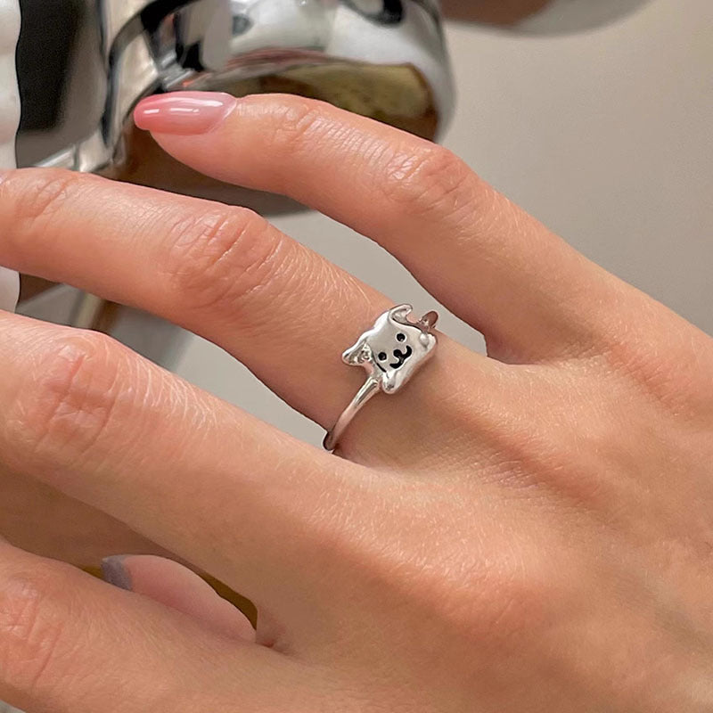 Sier Cute Puppy Sweet Cool Simple Rings