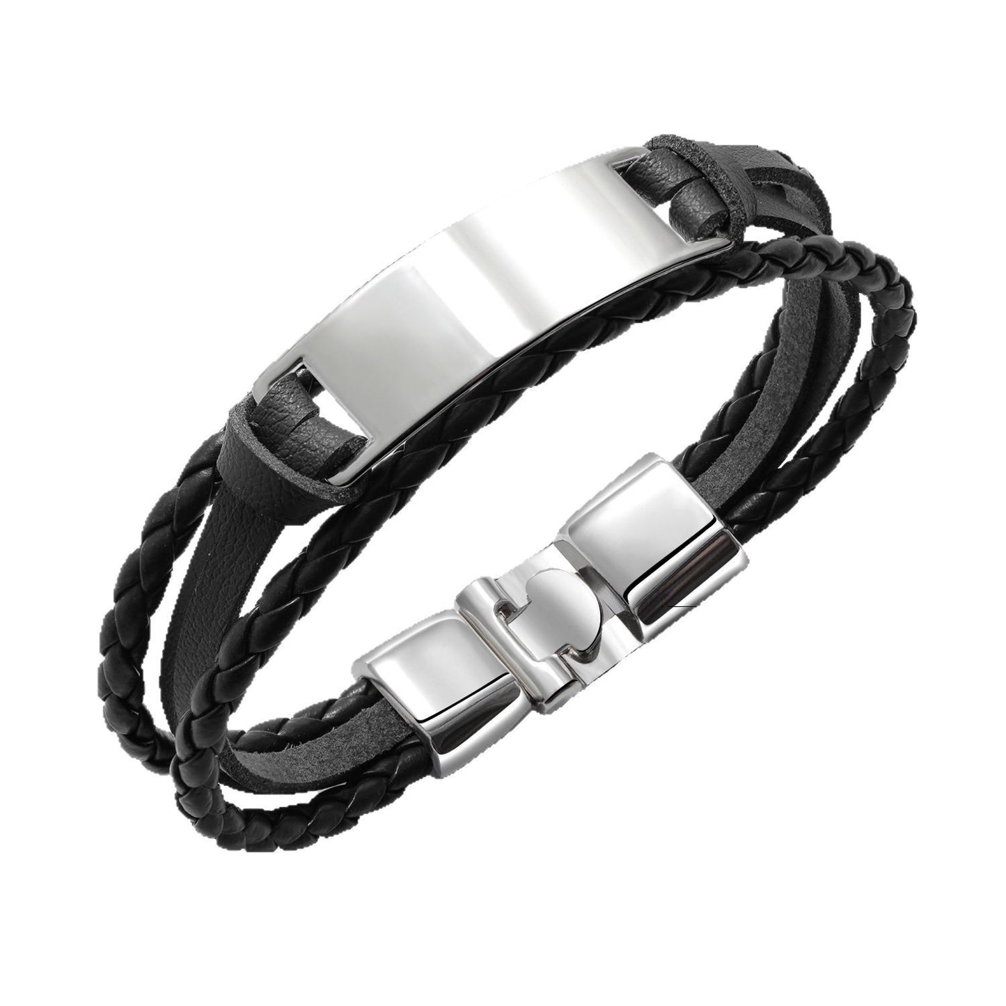Men's Man Simple Versatile Braided Personalized Hip Hop Glossy Can Carve Bracelets