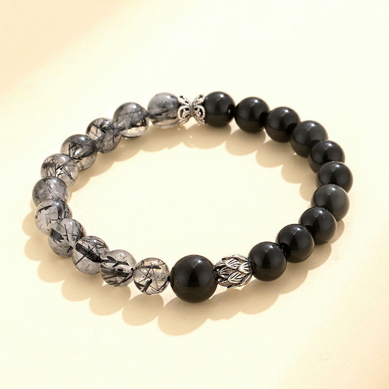 Obsidian Beaded Couple Versatile High-grade Black Bracelets