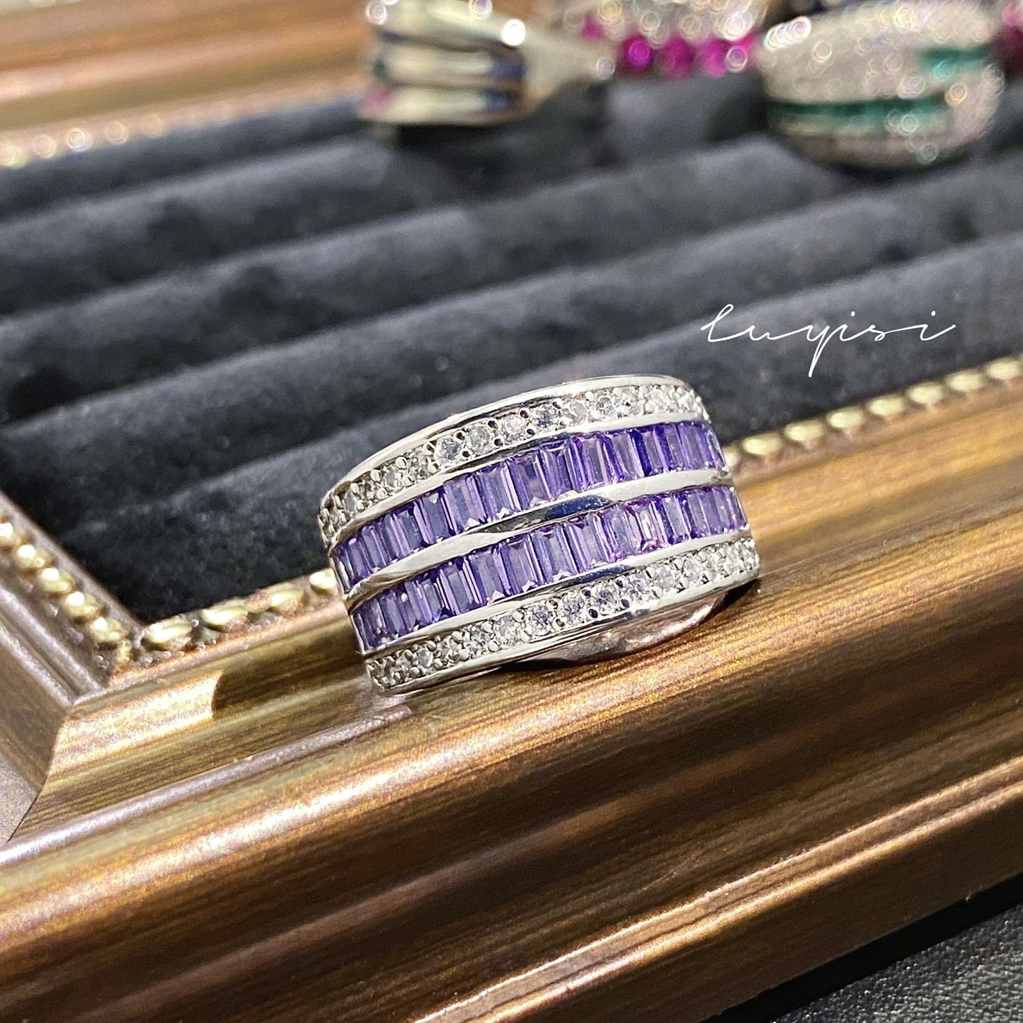 Women's Diamond Colorful Mixed Colors High Carbon Rings