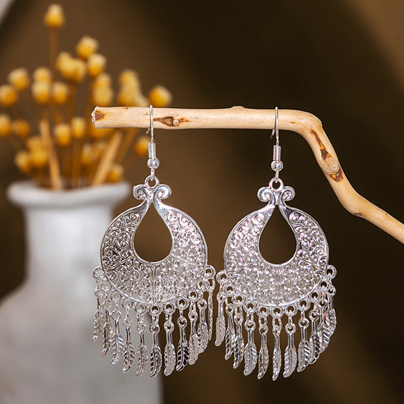 Imitation Miao Sier Ethnic Style Peacock Earrings