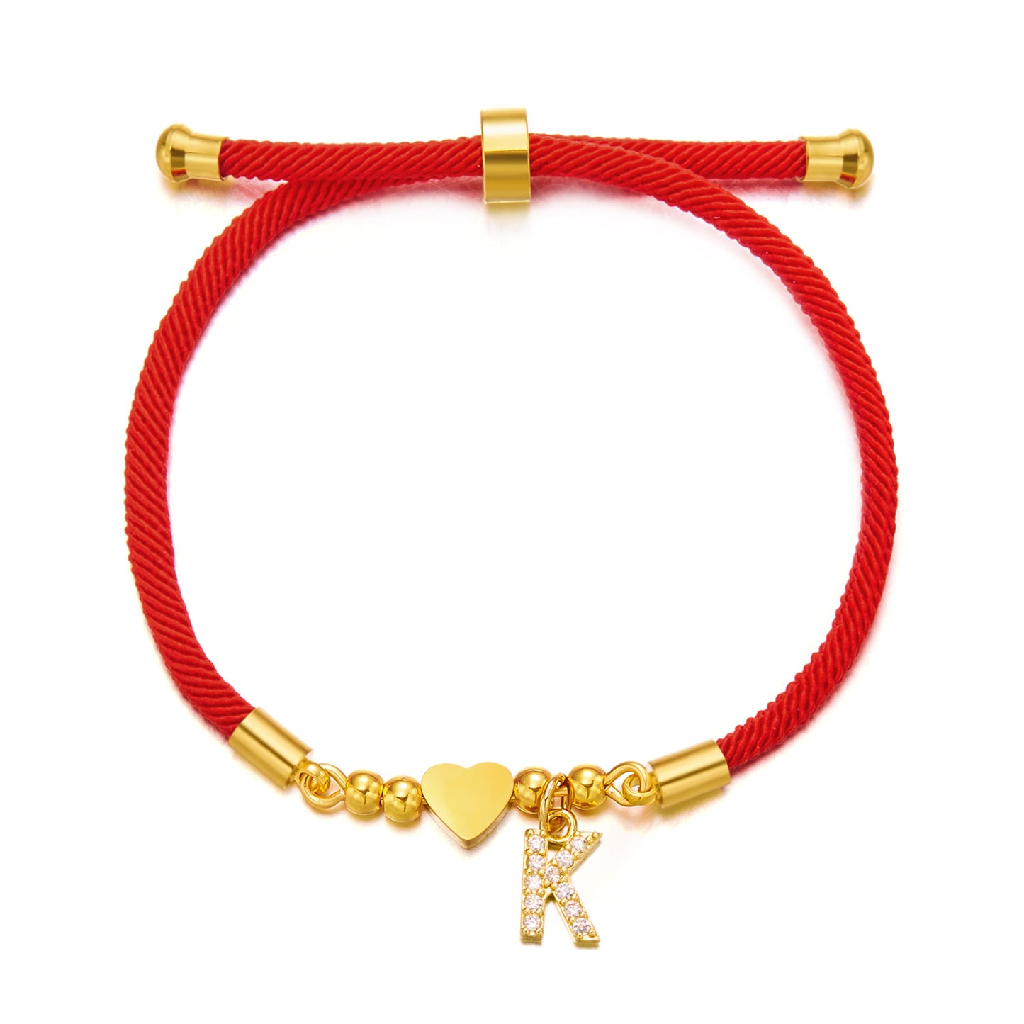 English Letter Fashion Red Rope Stainless Steel Bracelets