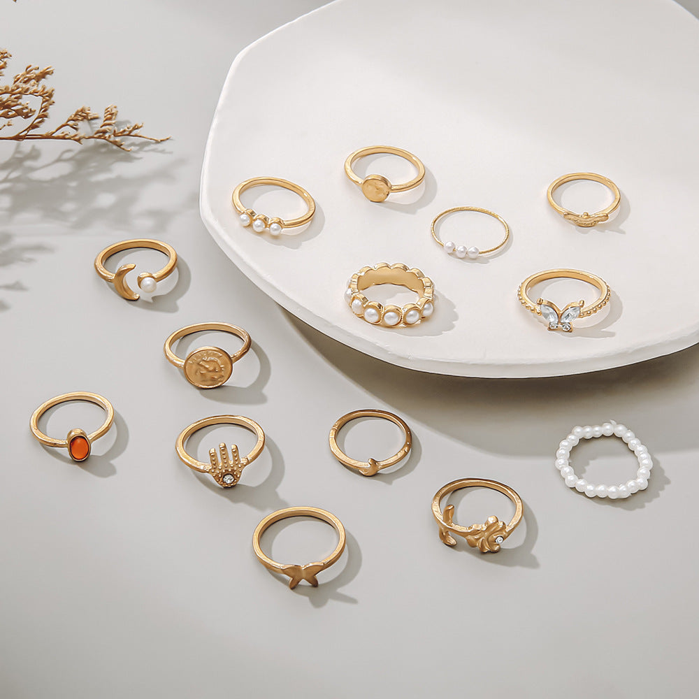 Butterfly Pin Rose Rhinestone Pearl Crescent Of The Rings