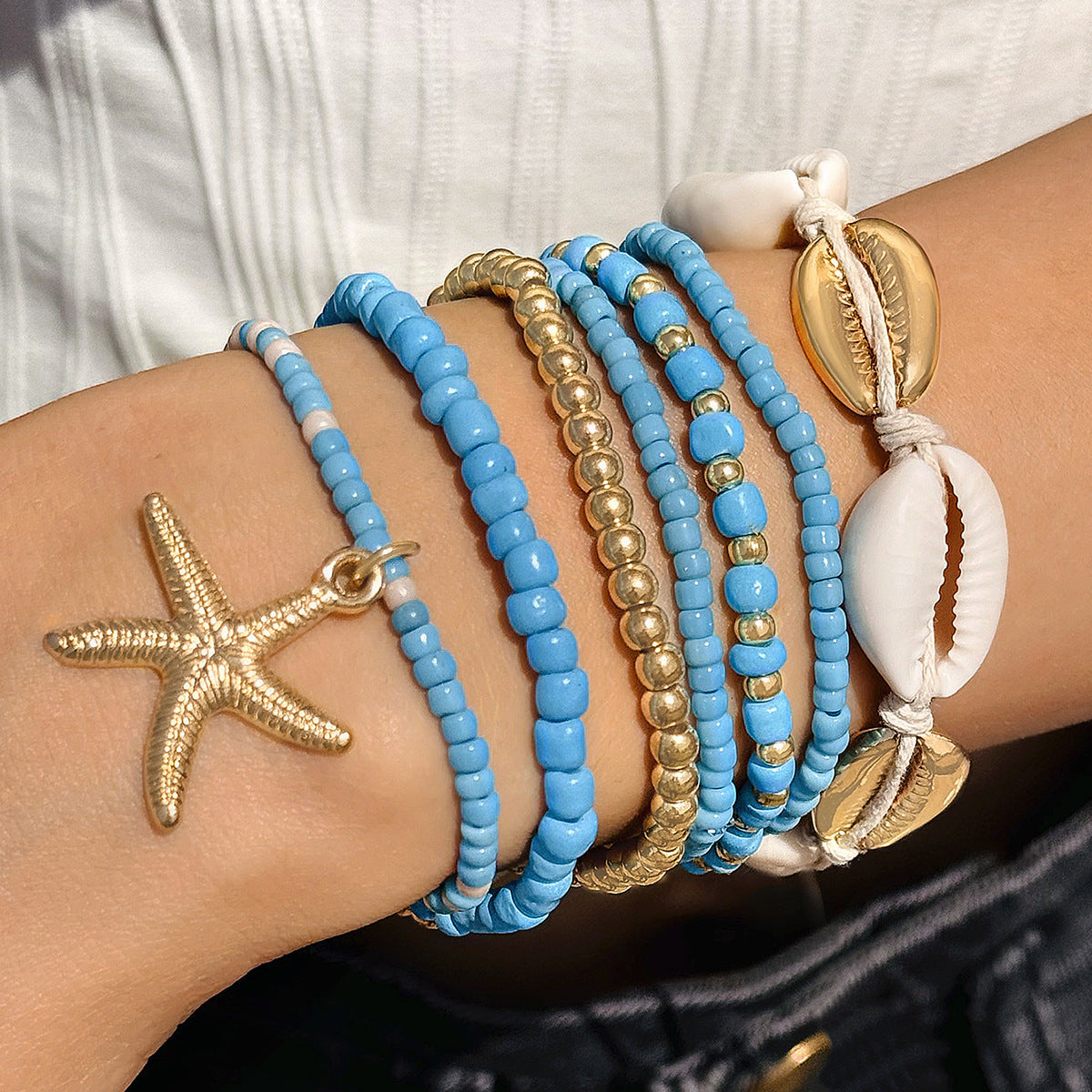 Bohemian Vacation Style Shell Beaded Weave Beach Bracelets