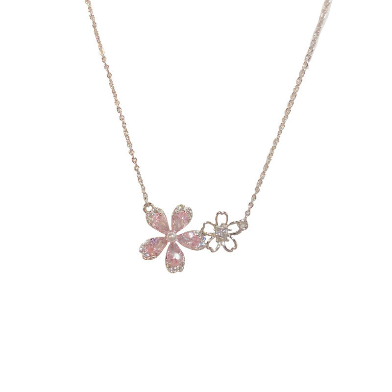 Zircon Double Flower Female Niche High Sense Mori Necklaces