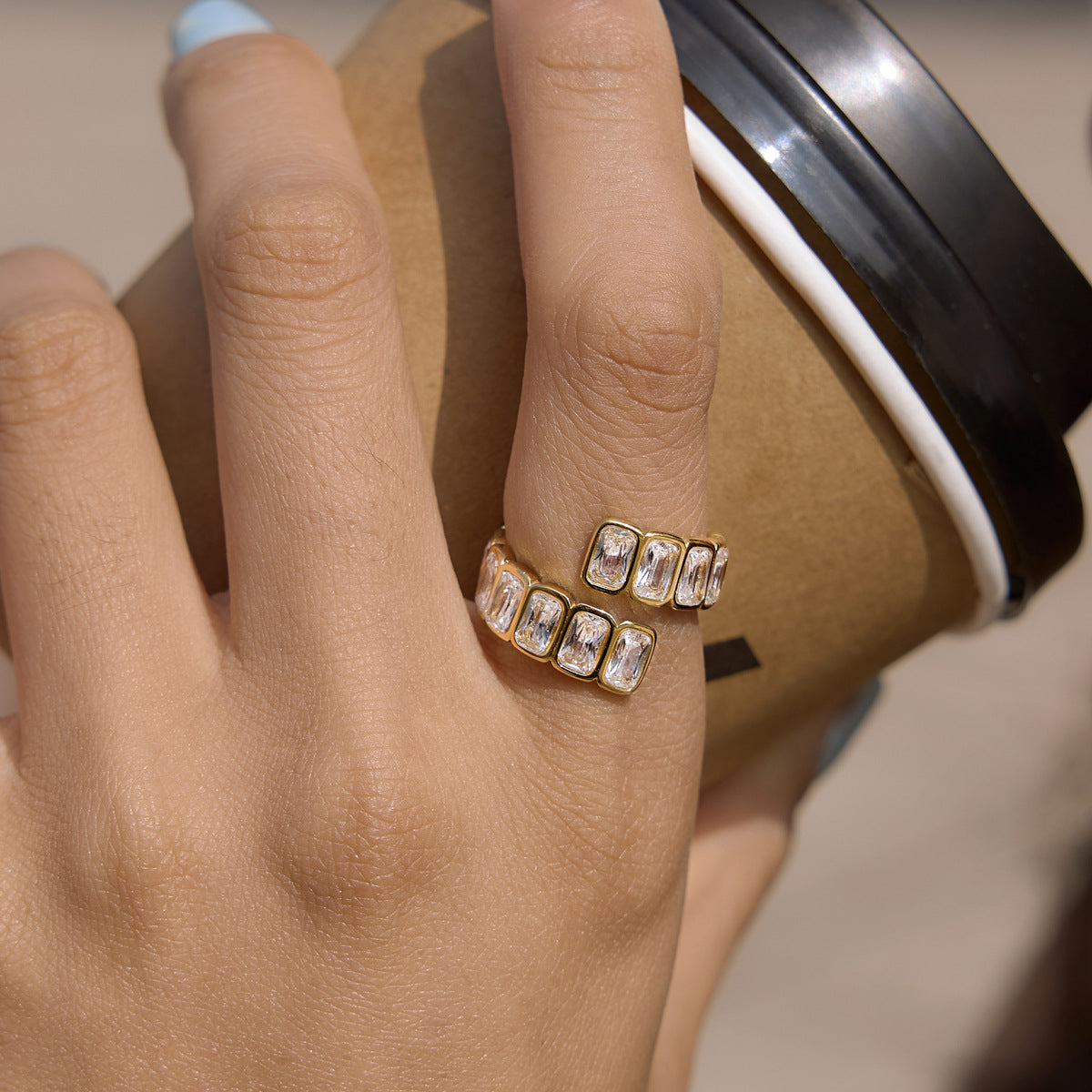 Titanium Steel Zircon Niche High-grade Stainless Ring