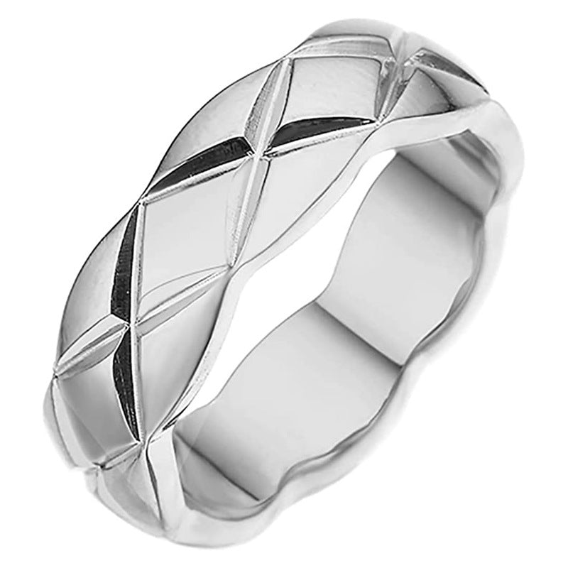 Fashion Wavy Edge Glossy Diamond Style Titanium Rings