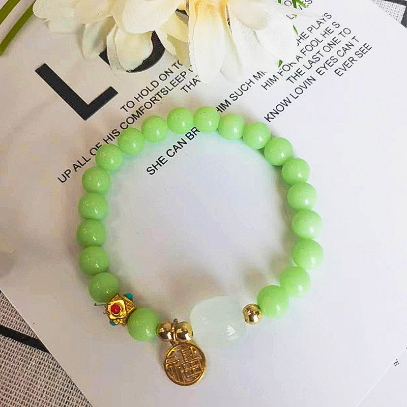 Fu Character Stall Live Gift Imitation White Jade Bracelets