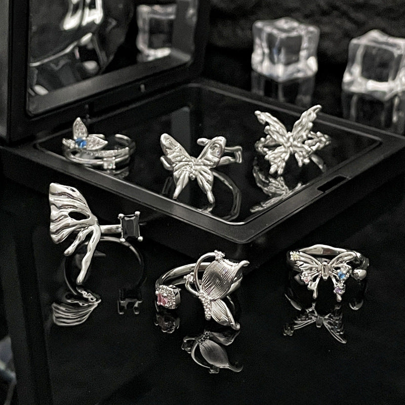 Three-dimensional Shaped Butterfly Opening Female Cold Rings